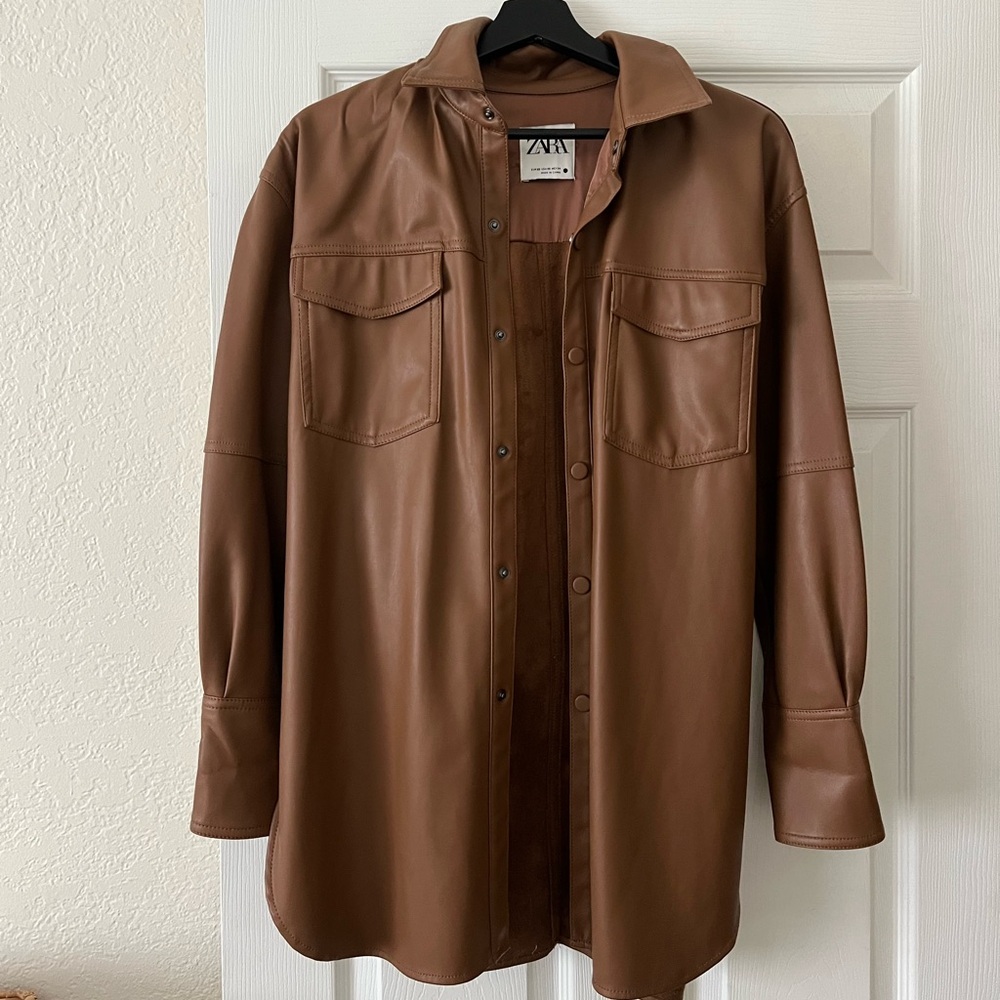 Zara Brown Leather Coat